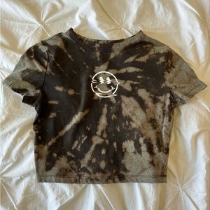 Custom Tie Dye “Smiley Glitch” Crop top